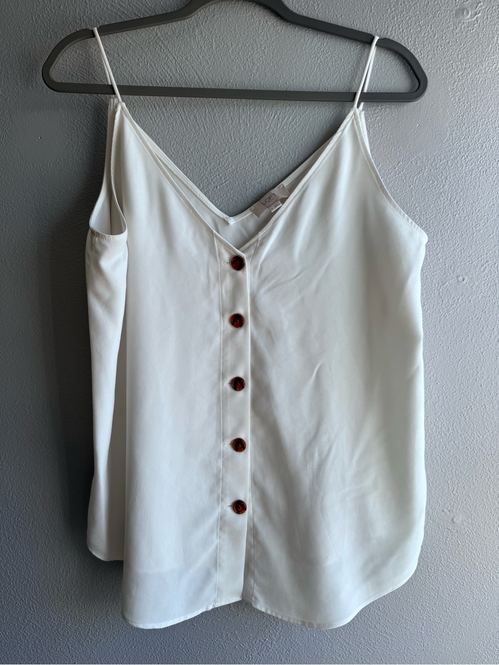 LOFT White Button-Front Spaghetti Cami